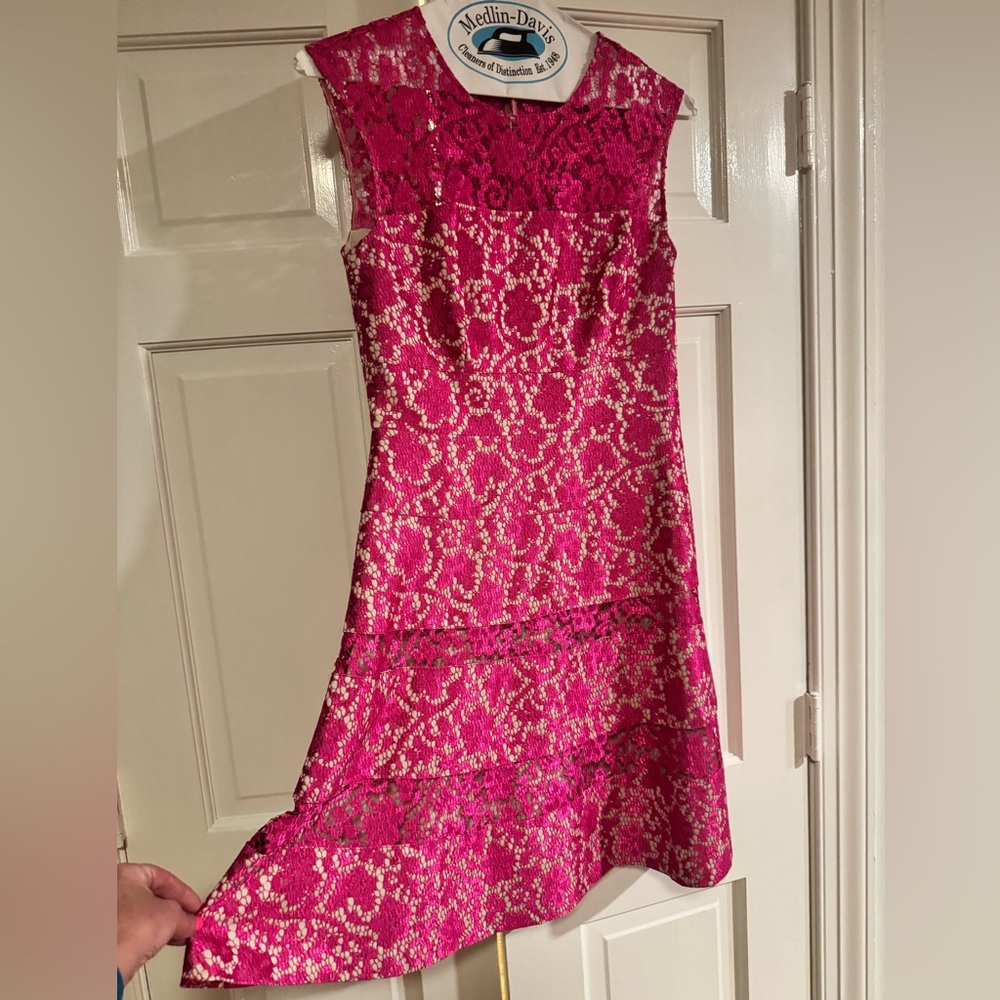 Kay Unger Pink Lace Midi Dress size 8